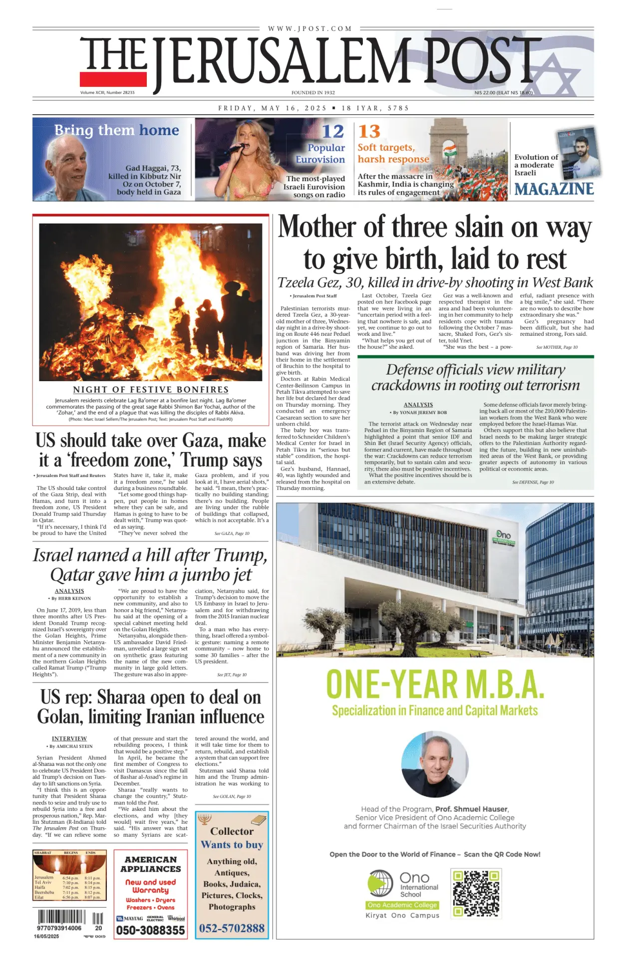 Prima-pagina-the jerusalem post-edizione-di-oggi-16-05-2025